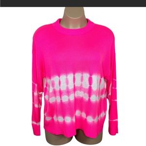 Large Crown And Ivy Neon Pink Tie Dye Barbiecore Sweater Long Sleeve Stretch